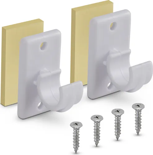 Bestlivings 2er Pack Ersatzträger für Gardinenstangen Ø12mm in Weiß - Hochwertige Ersatzträger für Caféhausstangen, einfach zu montieren mit Schrauben und Klebepads – ideal für eine stilvolle Fensterdekoration in jedem Raum.