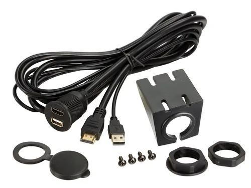 Universal USB / HDMI Einbau Buchse – USB + HDMI - Praktische Einbau Buchse für vielseitige Anschlussmöglichkeiten, ideal für Multimedia-Anwendungen und einfache Integration in Fahrzeuge.