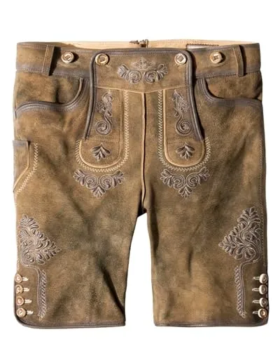 Stockerpoint Herren Beppo4 Trachtenlederhose, Havanna - Wanderhosen aus 100% Wildbockleder, kombiniert traditionelles Design mit modernem Schnitt für höchsten Tragekomfort und authentischen Charme auf jedem Fest.