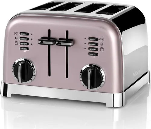 Cuisinart 4-Scheiben-Toaster - Breite Schlitze für dickes Brot und Bagels, 6 Bräunungsstufen und stilvolles Design in Rosa mit Chrom-Akzenten