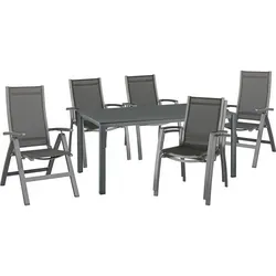 KETTLER Garten-Essgruppe Kettalux-Plus/Altura - Kettler Garten-Essgruppe mit 160 x 95 cm Tisch und 4 Stapelsesseln sowie 2 Klappstühlen. Wetterfest und pflegeleicht – für entspannte Stunden im Freien. Ergonomisches Design sorgt für hohen Sitzkomfort.