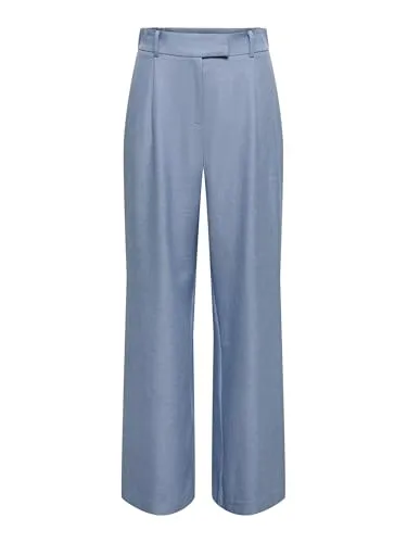 ONLY Hose in Hellblau - XS/L32 - Moderne High Waist Hose in Hellblau mit Gürtelschlaufen und praktischen Eingrifftaschen. Der weite Schnitt und das melierte Muster sorgen für einen lässigen Look. Hergestellt aus 50% recyceltem Polyester.