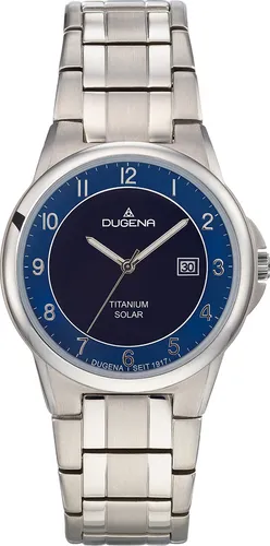 DUGENA Herren Uhr Titan Solar 4460918 - Armbanduhr für Herren mit 12-Stunden-Zifferblatt, Datumsanzeige und leuchtenden Zeigern. Titan-Gehäuse, wasserdicht bis 50 m – ideal für jeden Anlass.