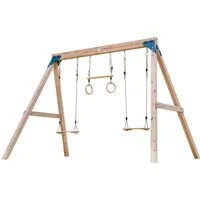 AXI Maya Doppelschaukel & Trapez aus FSC Holz - Schaukel für 2-3 Kinder, fördert Balance und Koordination, inklusive höhenverstellbare Schaukelsitze und Trapez, ideal für den Garten.