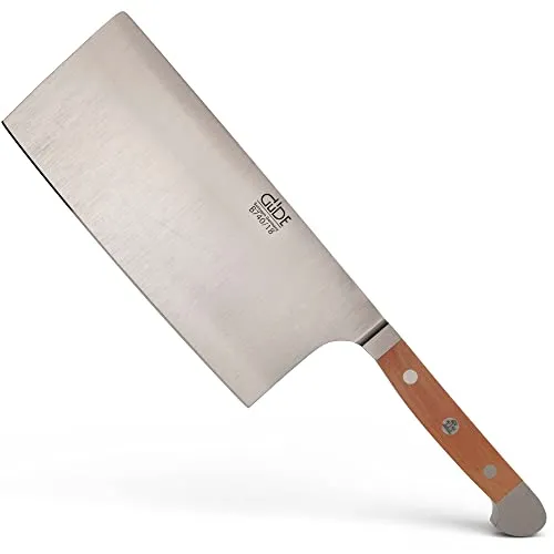 GÜDE Solingen Hackmesser 18 cm - Handmade in Germany - Hochwertiges Kochmesser aus der Alpha Birne Serie, geschmiedet aus einem Stück, ideal zum Hacken und Zerteilen von Fleisch und Gemüse. Aus edlem Birnenholz gefertigt, vereint es Tradition und Qualität.