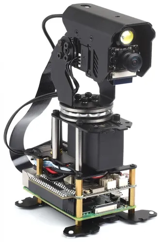 Waveshare 360° Pan-Tilt Camera Module Kit - Gehäuse für Raspberry Pi 4B/5, omnidirektional mit hoher Drehkraft, ideal für Robotikanwendungen und Echtzeit-Videoübertragung.