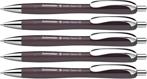 Schneider Slider Rave XB Kugelschreiber (Weiches Schreiben ohne Kratzen für lange Texte in Schule, Uni und Beruf) 5 Stück, plum, Pflaume, Tinte: Blau