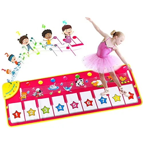EXTSUD Klaviermatte,Kinderspielzeug Geschenk für Jungen Mädchen,Kleinkind Tanzmatten,Baby Spielzeug ab 1 Jahr Geschenk, Mädchen Instrumenten Klaviertastatur Keyboard Musikmatte