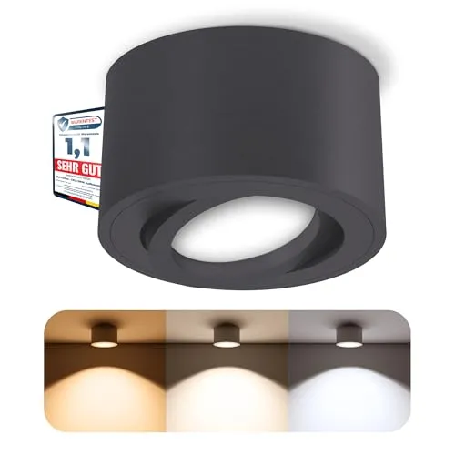 SSC-LUXon CELI-1N LED Deckenspot anthrazit rund - dimmbar & schwenkbar - 3CCT Lichtfarben - Aufbaulampe 230V 6W