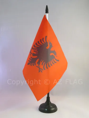 TISCHFLAGGE ALBANIEN 21x14cm - ALBANISCHE TISCHFAHNE 14 x 21 cm - flaggen AZ FLA