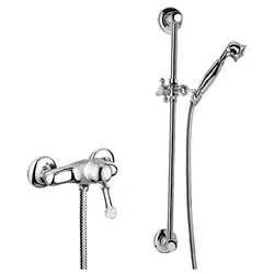 Luxus Aufputz-Einhebelbrausebatterie mit Swarovski Kristallglas - Elegante Duschgarnitur mit verchromtem Messing und Swarovski Kristallglas. Perfekt für ein stilvolles Bad. Pflegeleicht und langlebig, inklusive Brauseset und Brausestange. Ein echter Blickfang für jedes Ambiente!