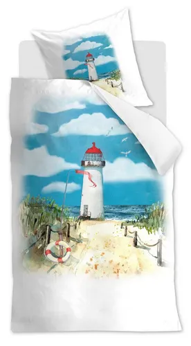 Beddinghouse Bettwäsche Ambiante, Baumwolle, Leuchtturm, aquarell, blau, weiß - Hochwertige Bettwäsche aus 100% Baumwolle mit Leuchtturm-Motiv. Atmungsaktiv und pflegeleicht, sorgt sie für ein angenehmes Schlafklima und bleibt auch nach häufigem Waschen farbecht und langlebig. Ideal für jede Jahreszeit.