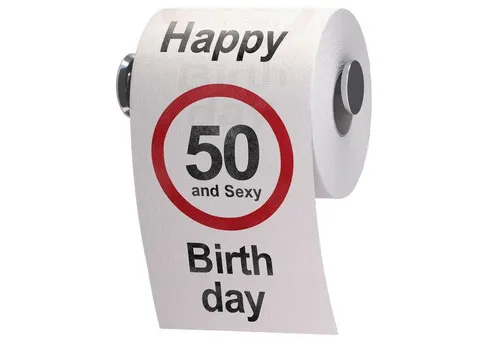 Goods+Gadgets Papierdekoration Lustiges Toilettenpapier 50. Geburtstag – Fun Klopapier Geschenkidee, Toilettenpapier Geschenkartikel