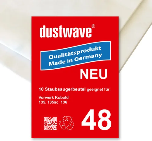 Megapack - 30 Staubsaugerbeutel passend für Vorwerk - Kobold 135 Bodenstaubsauger - dustwave® Markenstaubbeutel  Germany