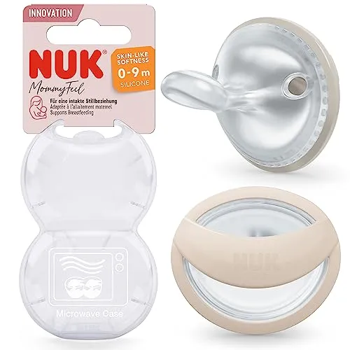 NUK Beruhigungssauger MommyFeel 0-9 Monate - Der NUK MommyFeel Schnuller bietet ein natürliches Gefühl, das Mamas Brust nachempfunden ist. BPA-freies Silikon sorgt für höchsten Komfort und unterstützt eine entspannte Stillbeziehung.