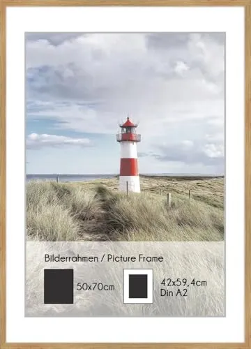 artissimo PE6602-WR Bilder-Rahmen 50x70cm mit Passepartout - Echtholz-Wechselrahmen für Fotos bis 50x70 cm, inkl. Passepartout für Din A2. Ideal für schnelles Einrahmen von Bildern und Postern. Perfekt für jeden Raum!