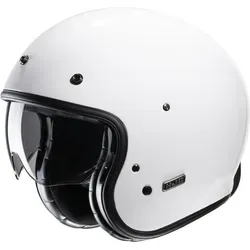 HJC V31 Solid Retro Jethelm - Weiß, Größe S für Männer - Motorradhelm mit fortschrittlicher Glasfaserverbundschale und verstellbarem getöntem Sonnen-Visier für optimalen Komfort und Sicht.