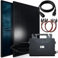 SUNNIVA® Balkonkraftwerk FULL BLACK BIFACIAL 1196W/800W - Premium Solaranlage mit 800W ASTRO-ENERGY Wechselrichter, upgradebar und drosselbar. Bifaziale All Black Solarmodule für maximale Energieeffizienz.