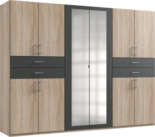 WIMEX Taiga Kleiderschrank mit Spiegel - Topseller in Grau - Kleiderschrank mit großzügigem Stauraum und elegantem Spiegel, ideal für Ihr Schlafzimmer. Made in Germany, bietet er variable Einlegeböden und eine hochwertige Verarbeitung.