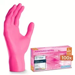 ARNOMED RAINBOW NITRIL MAGNOLIA PINK Nitrilhandschuhe pink puderfrei, VE 100 Stück 9/L
