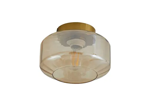 Lindby Deckenleuchte Hildur, 1 x 15 W LED - Lampen mit amberfarbenem Glas und messingfarbener Optik, ideal für stilvolle Raumbeleuchtung.