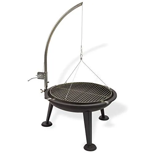 Dema Edelstahl Schwenkgrill 3-beinig Ø 55 cm - Perfekter Holzkohlegrill für Partys - Exklusiver Schwenkgrill aus robustem Edelstahl, höhenverstellbar und ideal für gesellige Abende im Freien. Auch als stilvoller Feuerkorb nutzbar.