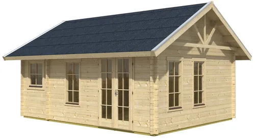 Blockbohlenhaus SKAN HOLZ Bern 2 - Ideal für Ihren Garten - Gartenhaus mit Satteldach und Fußboden, vorbereitet für Dachpfannen, bietet perfekten Schutz für Ihre Gartenutensilien.
