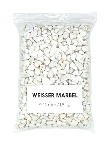 Landare Kies weiß 1,8 kg – Aquarienkies – dekorativer Kies – Kieselsteine – Kies für den Außenbereich – Kiesel – Kieselsteine für Aquarium Dekoration (9 – 12 mm) (weiß)
