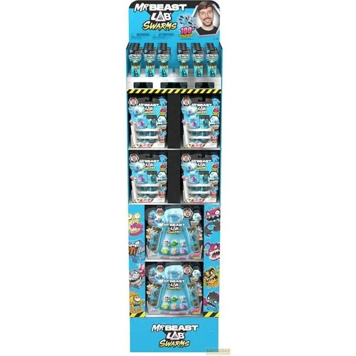 Mr. Beast Lab Swarms Minifiguren 3 cm Display (56) - Actionfiguren-Display mit 50 offiziell lizenzierten Mr. Beast Figuren, ideal für Sammler und Fans. Jede Figur ist ca. 3 cm groß und in einer attraktiven Fensterbox verpackt.