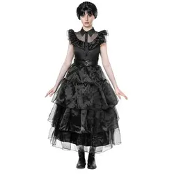 Maskworld Hexen-Kostüm Wednesday Ballkleid Kostüm, Umwerfendes, schwarzes Kleid für faszinierende Tanzeinlagen bei Schul schwarz XXL
