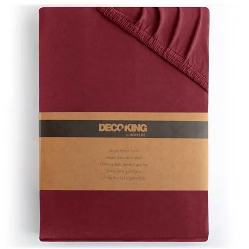 DecoKing Spannbettlaken 120x200 140x200 cm 100% gekämmte Baumwolle Bordeaux Spannbetttücher Jersey Boxspringbett Amber 120 x 200 140 x 200