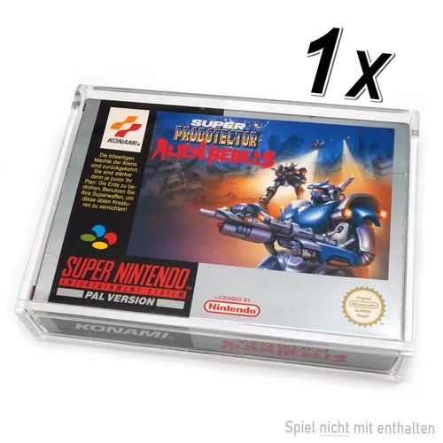 1x Acryl Case für Super Nintendo Spiel OVP SNES UV Schutz Hülle Box Protector