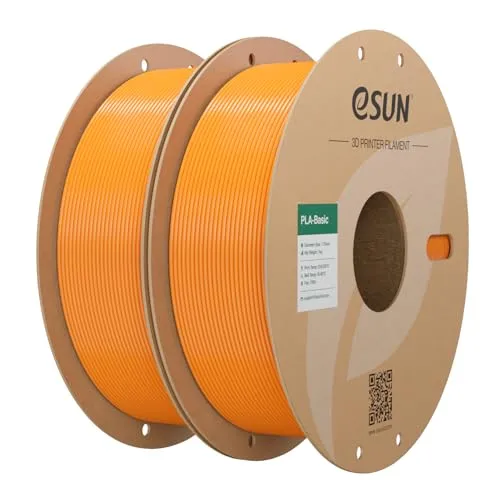 eSUN PLA Filament 1.75mm, PLA Basic 3D Drucker Filament Maßgenauigkeit +/- 0.03mm, 1KG pro Spule, 2 Spulen 3D Druck 3D Filament, Orange-2KG