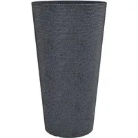 Scheurich Coneo High, Hochgefäß aus Kunststoff, Schwarz-Granit - Hochwertiger Blumenkübel mit Rillen-Design, 39 cm Durchmesser und 70 cm Höhe. Ideal für drinnen und draußen, frostfest und UV-beständig – Made in Germany!