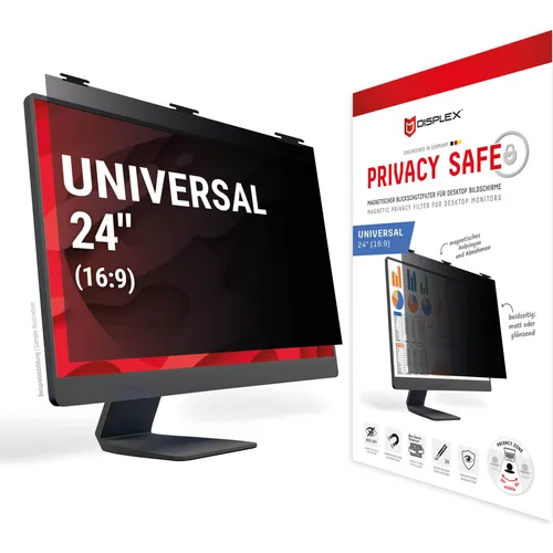 DISPLEX PRIVACY SAFE Blickschutzfilter 24'' für Desktop Monitor - Blickschutzfilter für 24'' Monitor (16:9), schützt vor neugierigen Blicken und sorgt für mehr Privatsphäre am Arbeitsplatz.