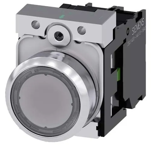 Siemens 3SU1152-0AB70-1BA0 Drucktaster - Robuster Drucktaster IP67/IP69K für industrielle Anwendungen, mit flachem Knopf und Schraubanschluss, ideal für anspruchsvolle Umgebungen.