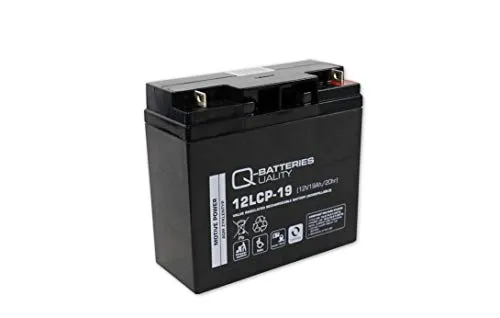 Q-Batteries 12LCP-19 - 12V 19Ah AGM Deep Cycle Akku - Caravan-Zubehör mit hoher Kältebeständigkeit und wartungsfreier Nutzung. Ideal für E-Scooter und Elektromobile, bietet 800 Zyklen bei 50% Entladung.