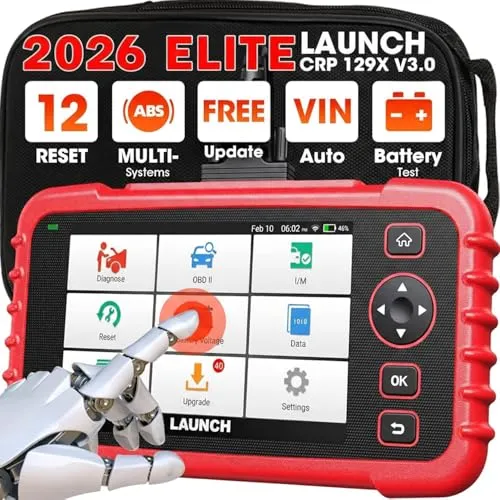 LAUNCH CRP129X V2.0 OBD2 Diagnosegerät für alle Fahrzeuge - Modernes OBD2 Diagnosegerät mit 12 Reset-Funktionen, 5-Zoll Touchscreen und lebenslangen Updates. Ideal für die effiziente Fahrzeugdiagnose und -wartung.
