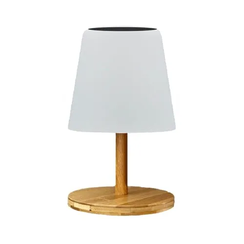 Lumisky SOLARTISCHLAMPE H25cm STANDY MINI WOOD SOLAR - Moderne LED-Solar-Tischlampe für Innen- und Außenbereich, mit über 8 Stunden Betriebsdauer und spritzwassergeschütztem Design, ideal für stilvolle Dekoration und Beleuchtung.