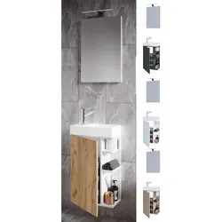 VCM 3-tlg Set   Waschplatz für Gäste WC   Gästebad   Waschtisch mit Spiegel   Badezimmer Set – Lumia