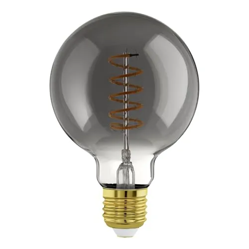 EGLO E27 Lampe dimmbar, Spiral LED Glühbirne Globe, Vintage Deko Leuchtmittel schwarz-transparent im Retro-Design, 4 Watt, 100 Lumen, warmweiß, 2000k, Edison Birne G95, Ø 9,5 cm