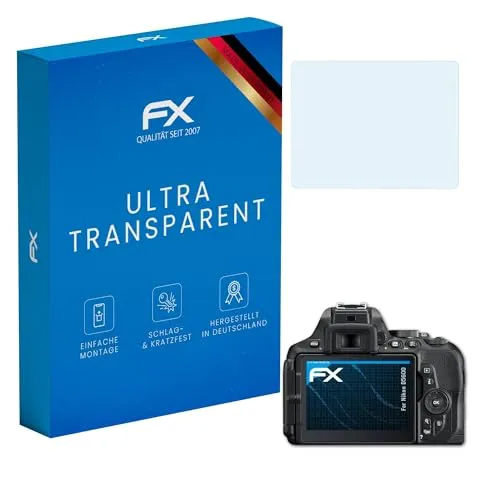 atFoliX Schutzfolie kompatibel mit Nikon D5600 Folie, ultraklare FX Displayschutzfolie (3X)