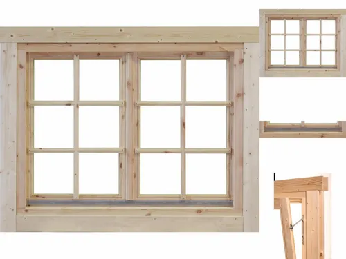 Doppel-Fenster Alina 28 ISO 28mm Holzfenster Gartenhausfenster Einbaufenster