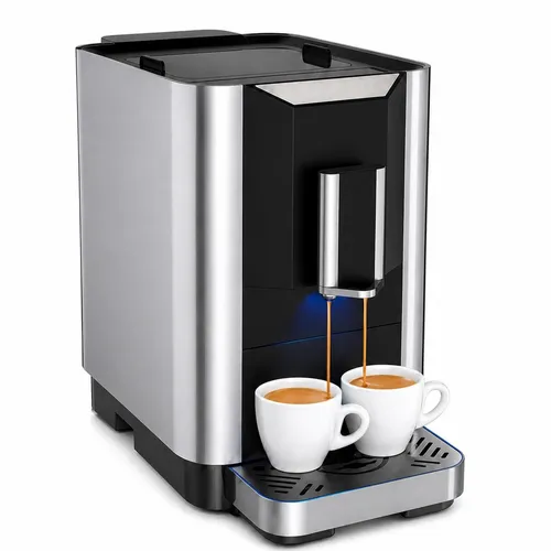 Acopino Venezia Kaffeevollautomat Espressomaschine One Touch anthrazit - Kaffeevollautomat für 1-2 Tassen, mit digitaler Steuerung und 19 bar Druck für perfekten Espresso. Abnehmbarer Abtropfbehälter und 1,8 L Wassertank für müheloses Kaffeegenuss.
