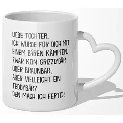 22Feels Tasse Tochter Geschenk Geburtstag 18 Jahre Kinder Abi Bachelor Weihnachten, Keramik, Made In Germany, Spülmaschinenfest, Herzhenkel weiß