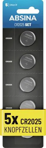 Absina Knopfzelle CR2025 3V 5 St. Lithium