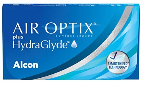 Air Optix plus HydraGlyde Monatslinsen - 6 Stück, BC 8.6 mm, DIA 14.2 mm, +01.00 Dioptrien - Kontaktlinsen für optimalen Tragekomfort mit HydraGlyde-Technologie, die langanhaltende Feuchtigkeit und Sauberkeit bieten - ideal für ein freies Leben.