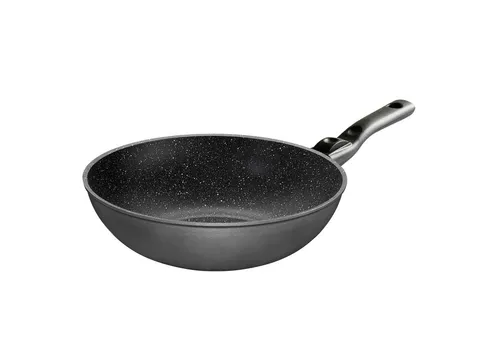 STONELINE Wok mit abnehmbarem Griff - Pfanne aus Aluminium mit echter Steinpartikeln, ideal für fettfreies Kochen und Braten. Vielseitig einsetzbar zum Dämpfen, Frittieren und mehr – Made in Germany!
