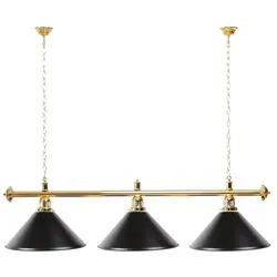Billard Lampe 3 Schirme Schwarz / goldfarbene Halterung