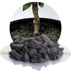 Basalt Ziersplitt anthrazit 16-22 mm - 25 kg Sack - Dunkler Basaltsplitt für Garten- und Landschaftsgestaltung, frostbeständig und ideal für Wege und Beete.